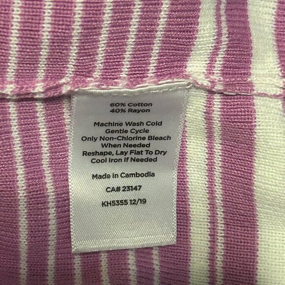 Talbots short cap sleeve purple and white stripe sweater top woman's size XL - Picture 7 of 7